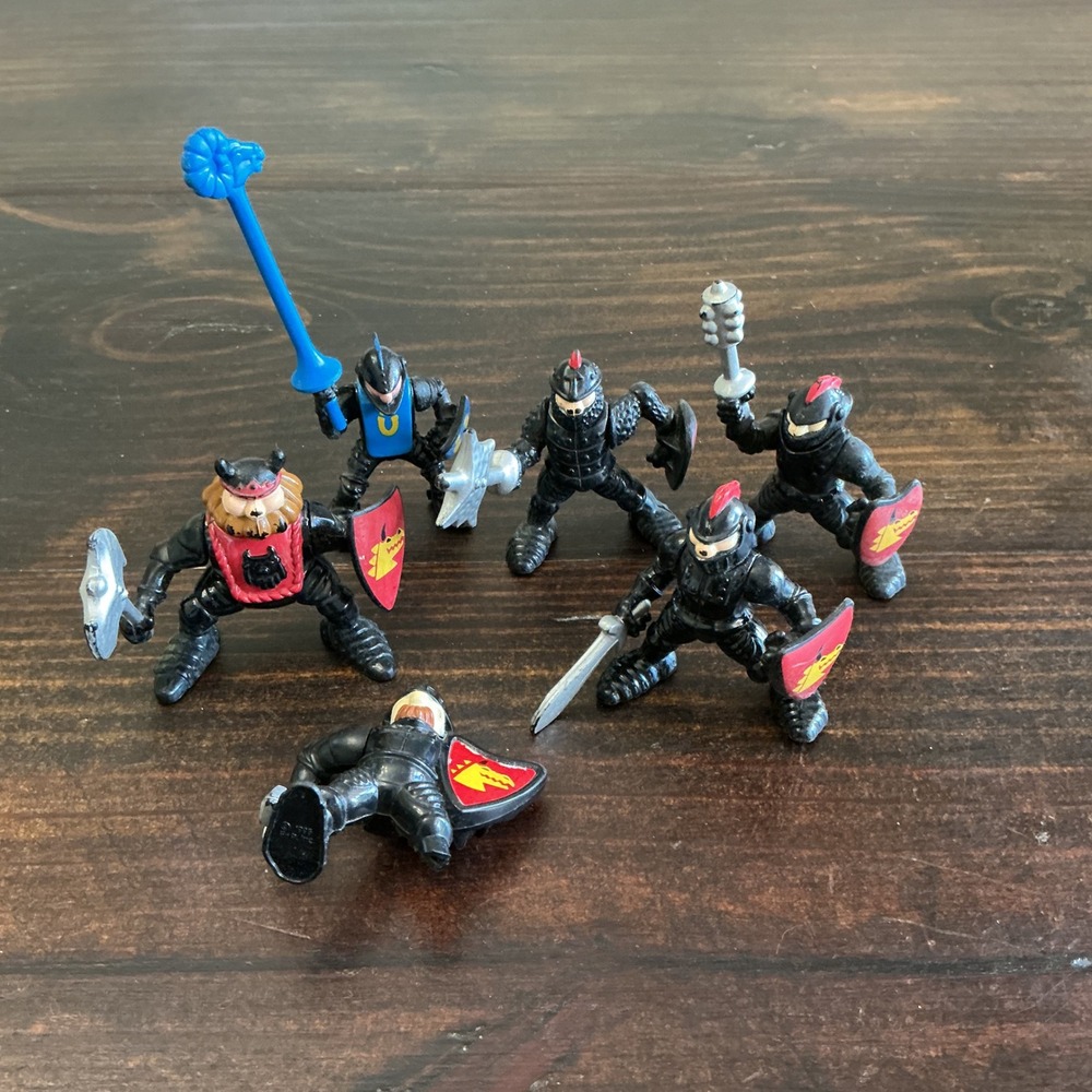 Fisher Price Great Adventures Knight Action Figures Lot of 6 Vintage Black Armor